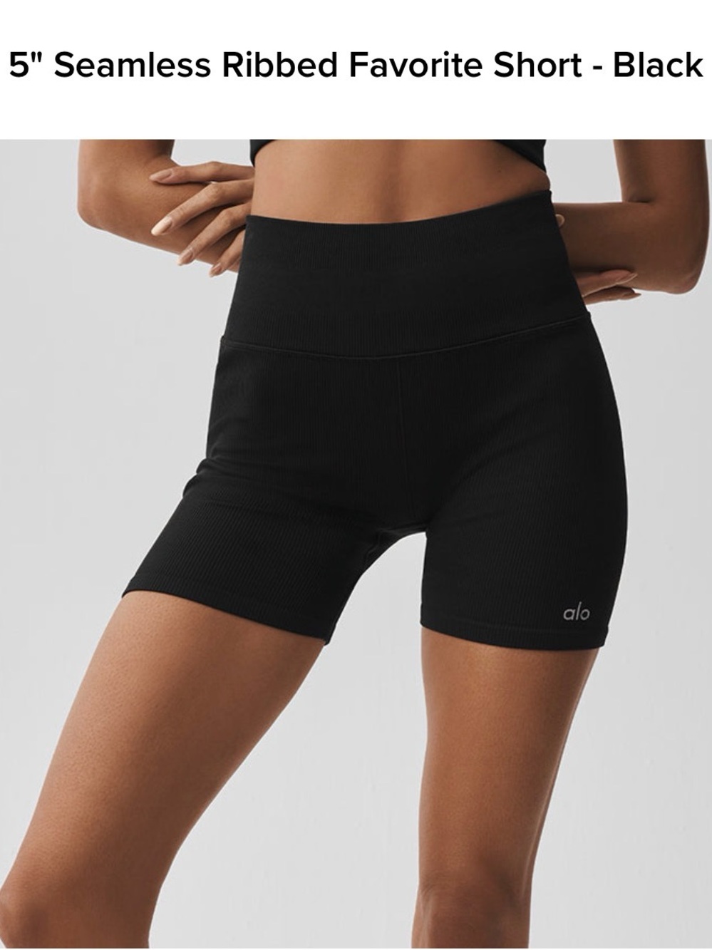 ALO Yoga Seamless Ribbed High-Rise Bike Shorts - Black size Medium